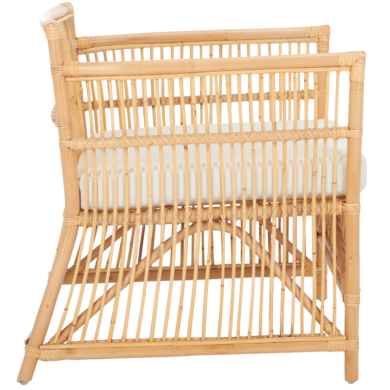 Safavieh Alvis Rattan Accent Chair w/ Cushion in White / Natural