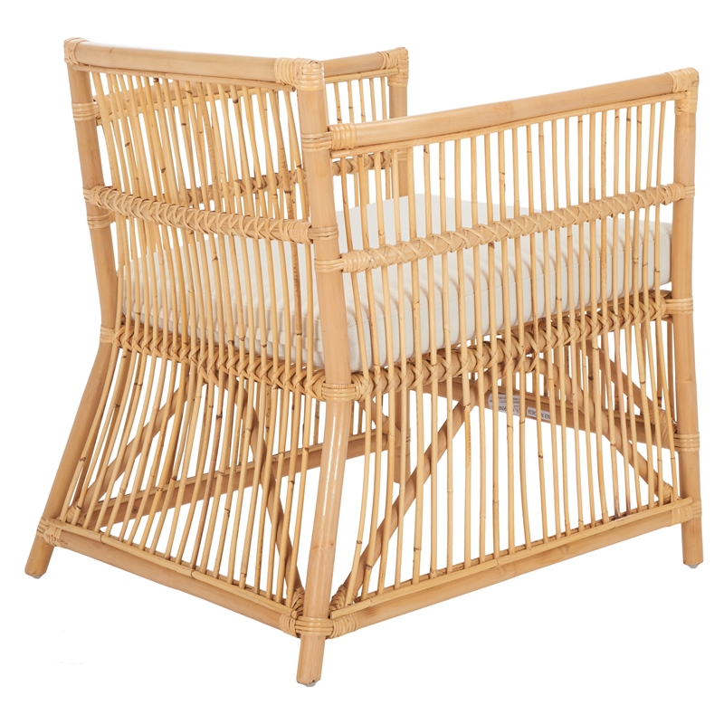 Safavieh Alvis Rattan Accent Chair w/ Cushion in White / Natural