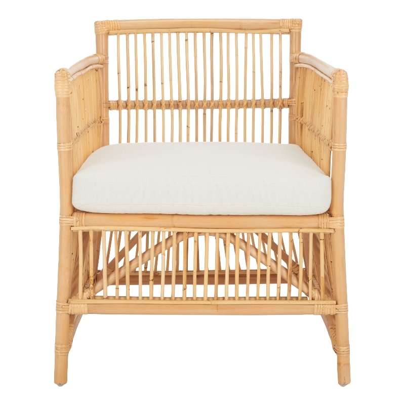 Safavieh Alvis Rattan Accent Chair w/ Cushion in White / Natural