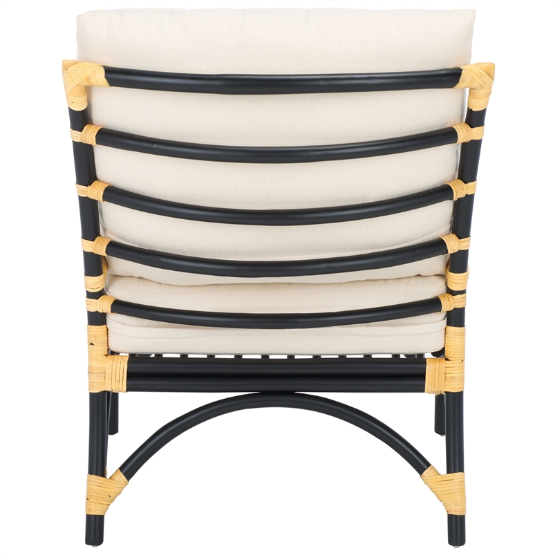 Safavieh Meara Rattan Accent Chair w/ Cushion in White / Black