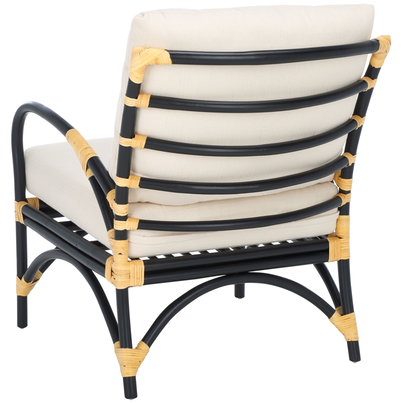 Safavieh Meara Rattan Accent Chair w/ Cushion in White / Black