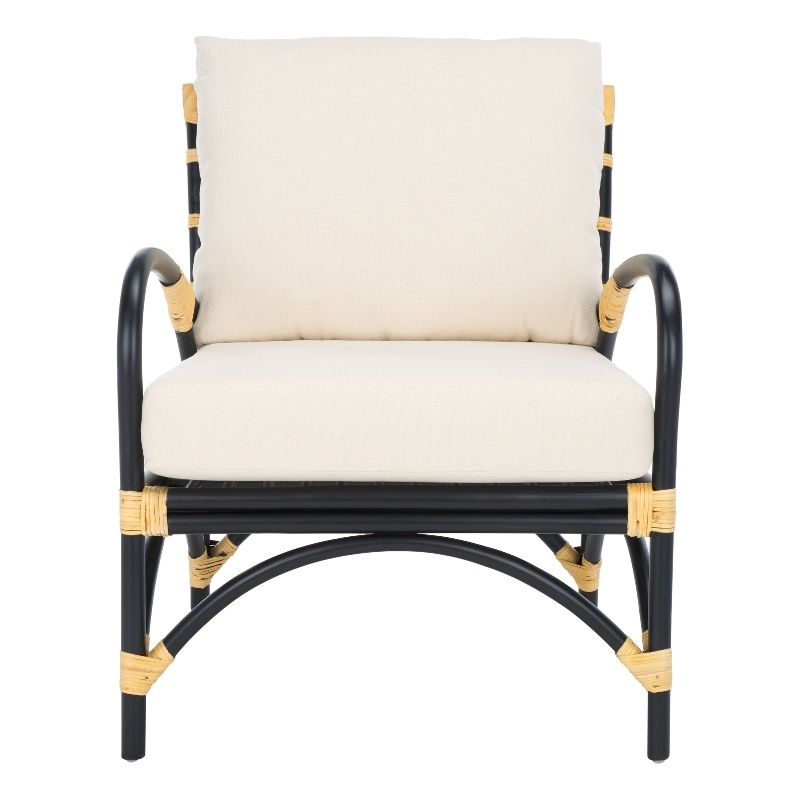 Safavieh Meara Rattan Accent Chair w/ Cushion in White / Black