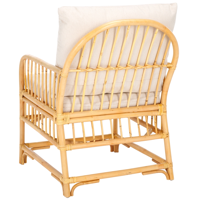 Safavieh Reiley Rattan Accent Chair w/ Cushion in White / Natural
