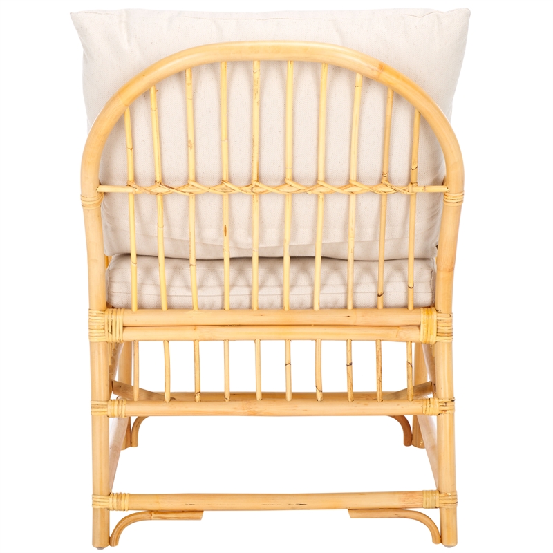 Safavieh Reiley Rattan Accent Chair w/ Cushion in White / Natural