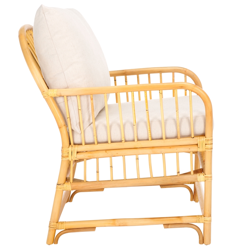 Safavieh Reiley Rattan Accent Chair w/ Cushion in White / Natural