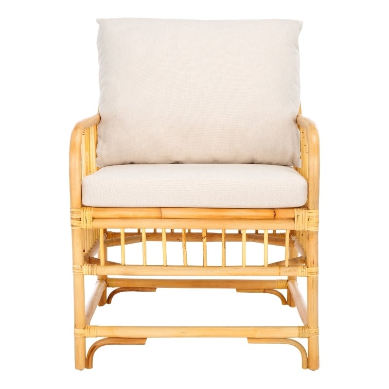Safavieh Reiley Rattan Accent Chair w/ Cushion in White / Natural