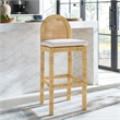 Safavieh Tojo Cane Round Back Wood Bar Stool in Natural / White