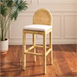 Safavieh Tojo Cane Round Back Wood Bar Stool in Natural / White