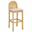 Safavieh Tojo Cane Round Back Wood Bar Stool in Natural / White