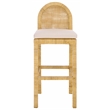 Safavieh Tojo Cane Round Back Wood Bar Stool in Natural / White