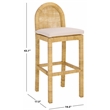 Safavieh Tojo Cane Round Back Wood Bar Stool in Natural / White