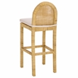 Safavieh Tojo Cane Round Back Wood Bar Stool in Natural / White