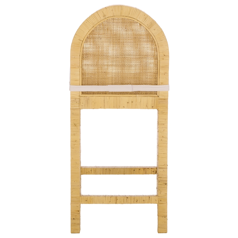 Safavieh Tojo Cane Roundback Wood Counter Stool in Natural / White