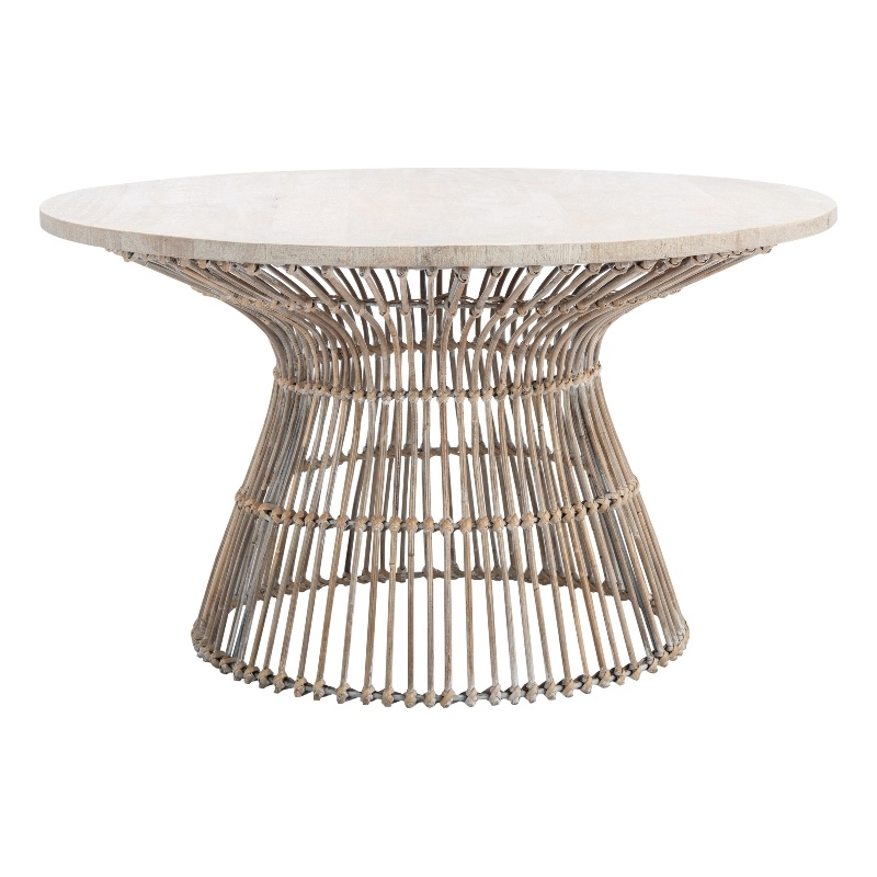 Safavieh Whent Round Wood and Metal Coffee Table  in Gray / White