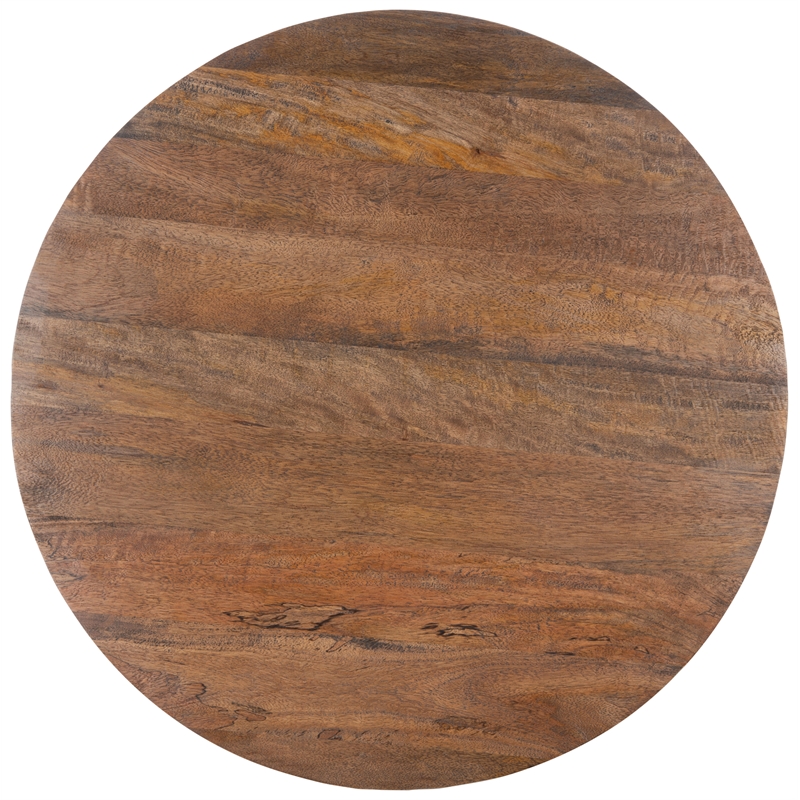 Safavieh Whent Round Wood and Metal Coffee Table in Brown