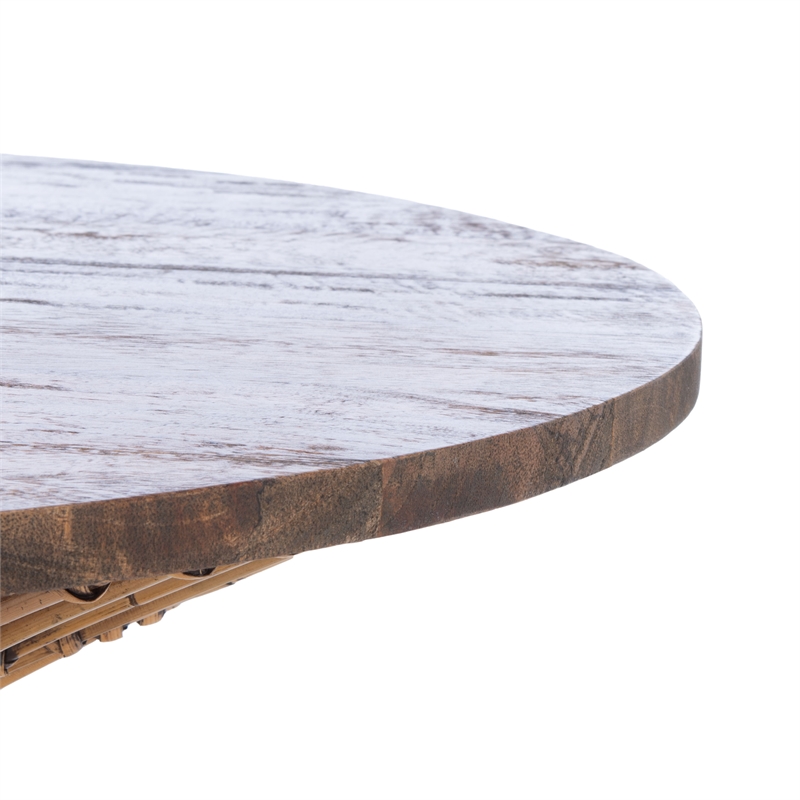 Safavieh Whent Round Wood and Metal Coffee Table in Brown