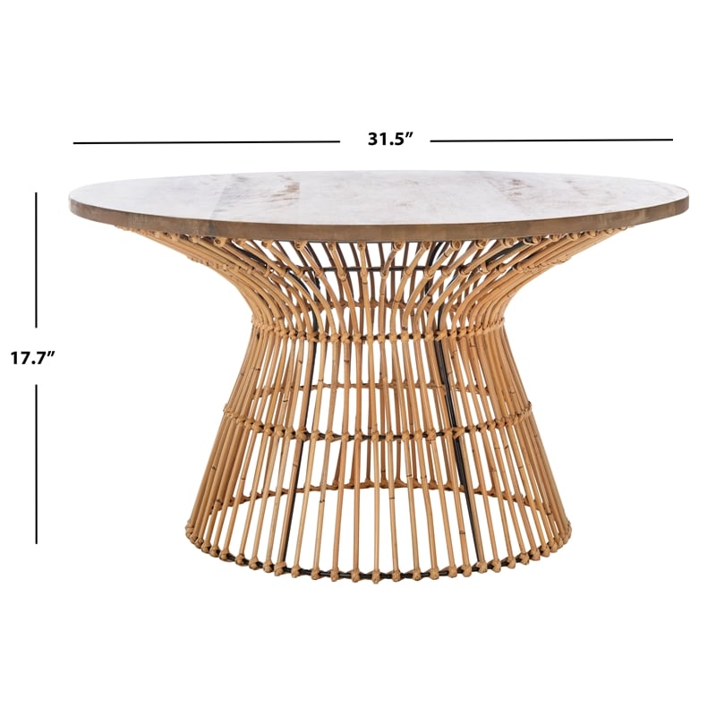 Safavieh Whent Round Wood and Metal Coffee Table  in Natural / Brown