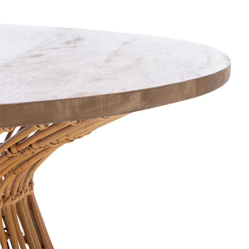 Safavieh Whent Round Wood and Metal Coffee Table  in Natural / Brown