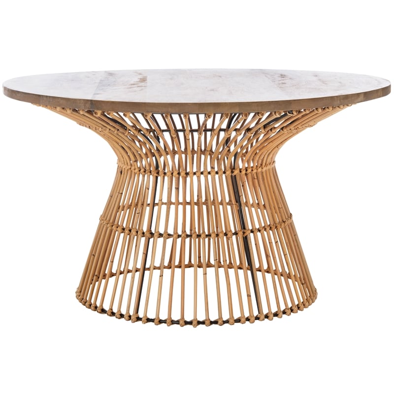 Safavieh Whent Round Wood and Metal Coffee Table  in Natural / Brown