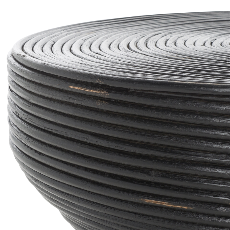 Safavieh Heimdall Round Rattan Coffee Table  in Black