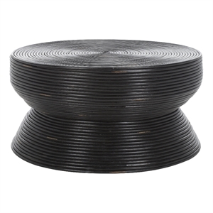 Safavieh Heimdall Round Rattan Coffee Table  in Black