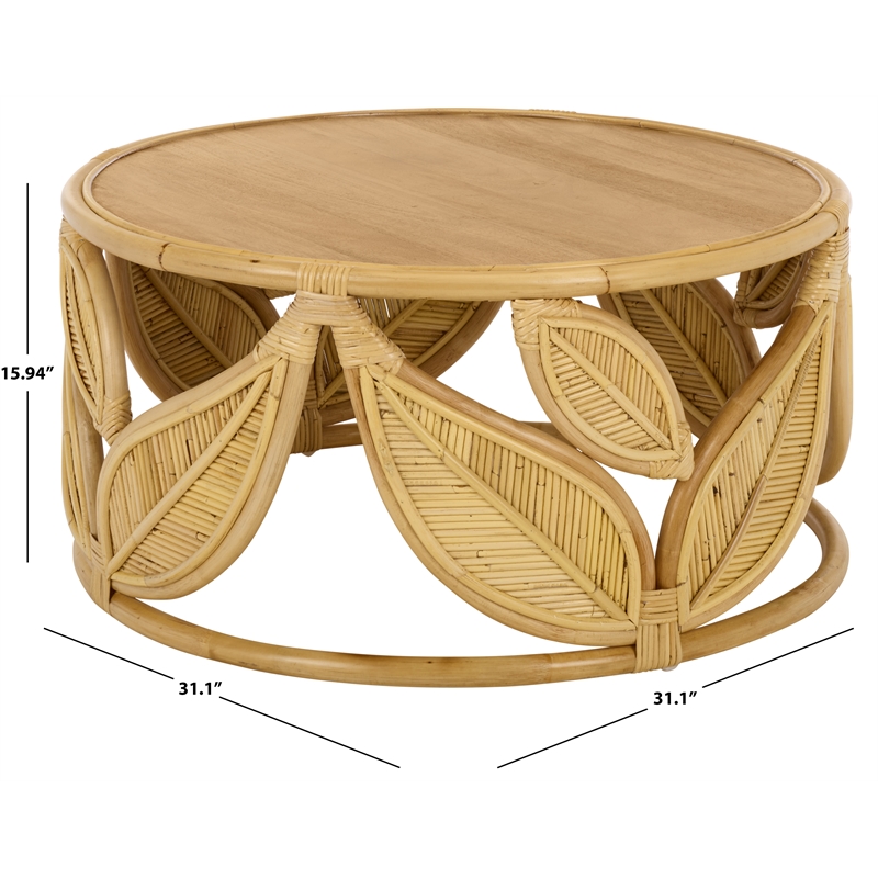 Safavieh Lusine Round Wood Coffee Table  in Natural