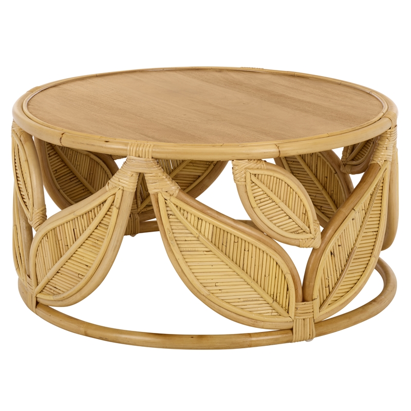 Safavieh Lusine Round Wood Coffee Table  in Natural