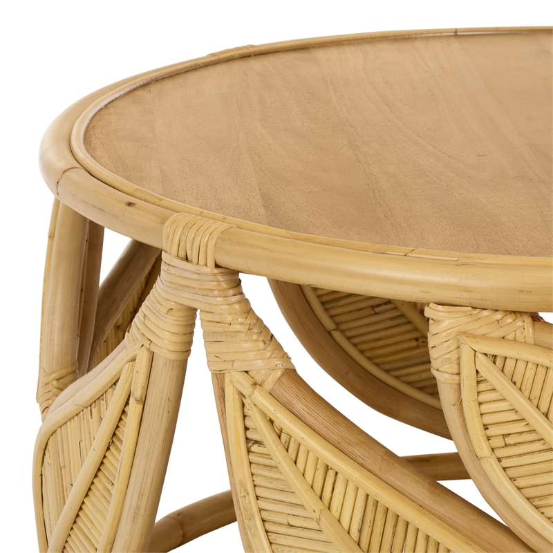 Safavieh Lusine Round Wood Coffee Table  in Natural