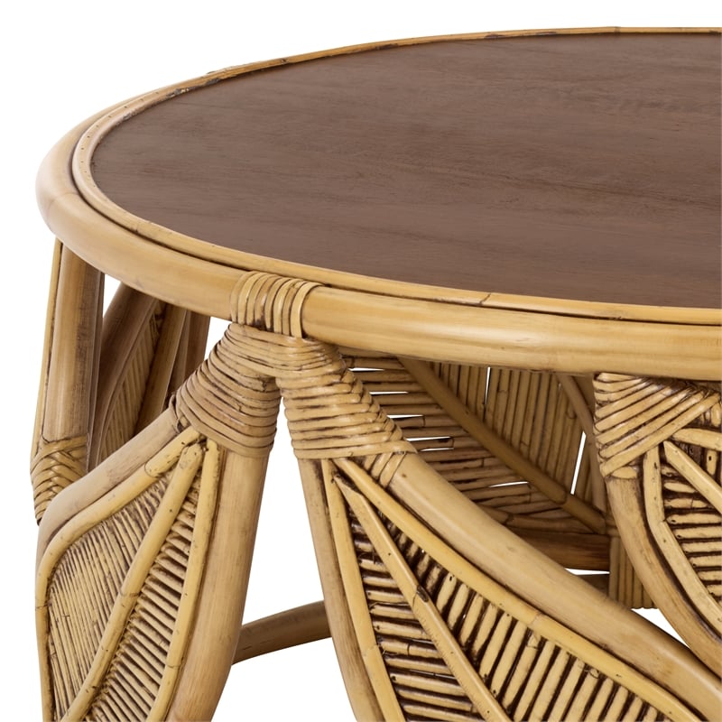 Safavieh Lusine Round Wood Coffee Table in Brown