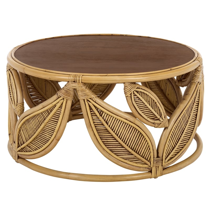 Safavieh Lusine Round Wood Coffee Table in Brown