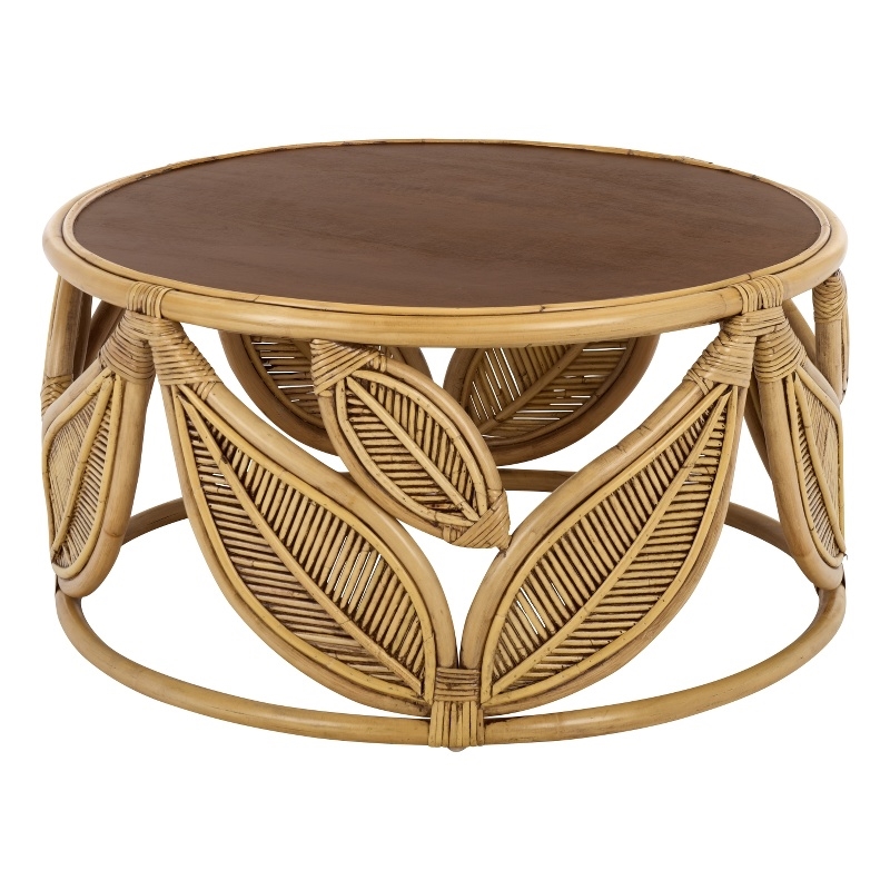 Safavieh Lusine Round Wood Coffee Table in Brown