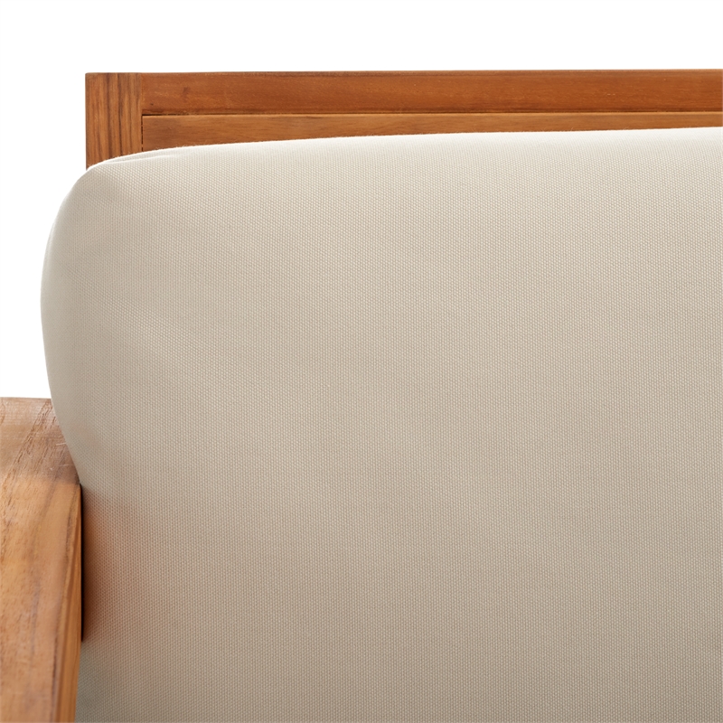 Safavieh Andros Teak Wood Patio Sofa  in Natural / Beige