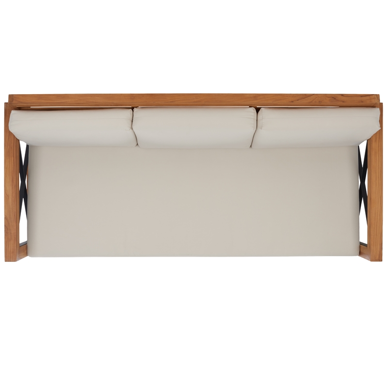 Safavieh Andros Teak Wood Patio Sofa  in Natural / Beige