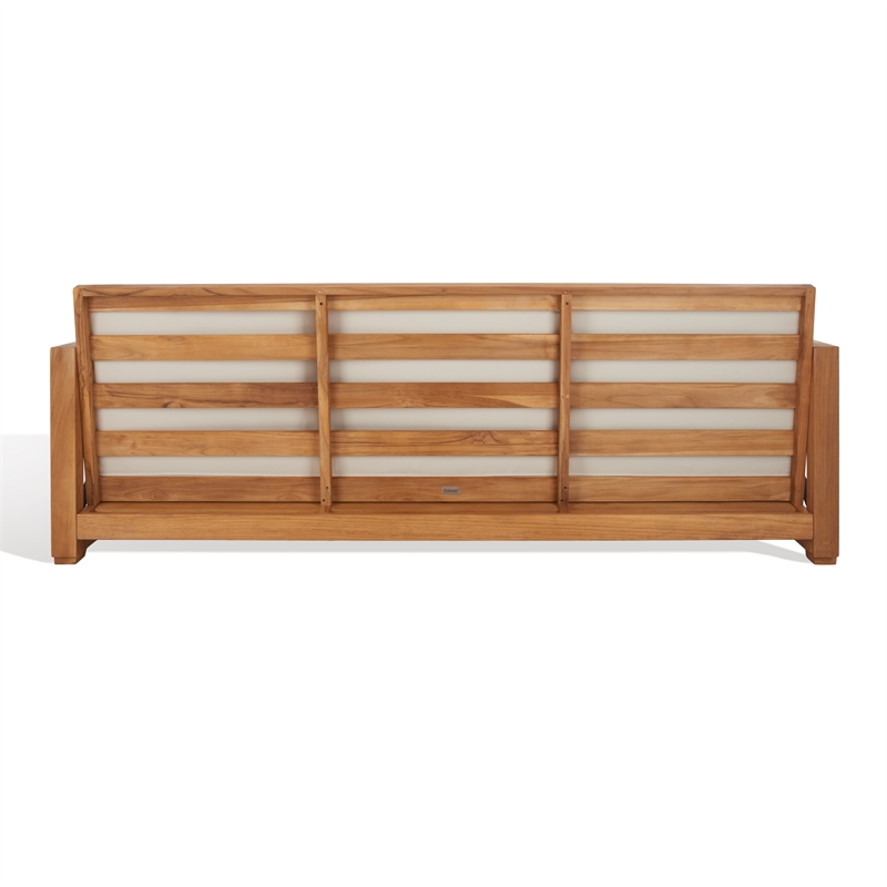 Safavieh Andros Teak Wood Patio Sofa  in Natural / Beige