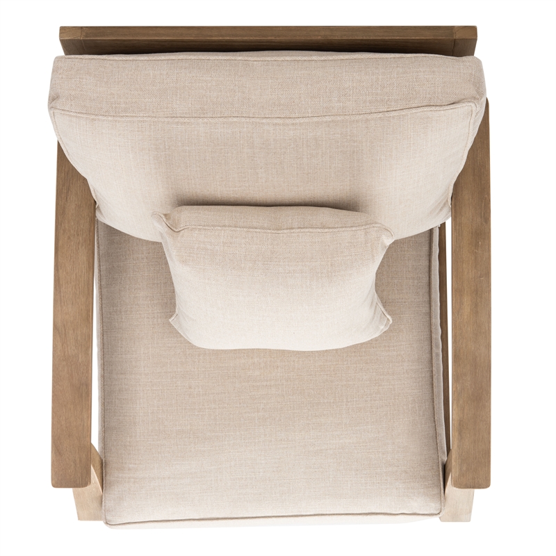 Safavieh Martinique Wood Patio Armchair in Natural / Beige