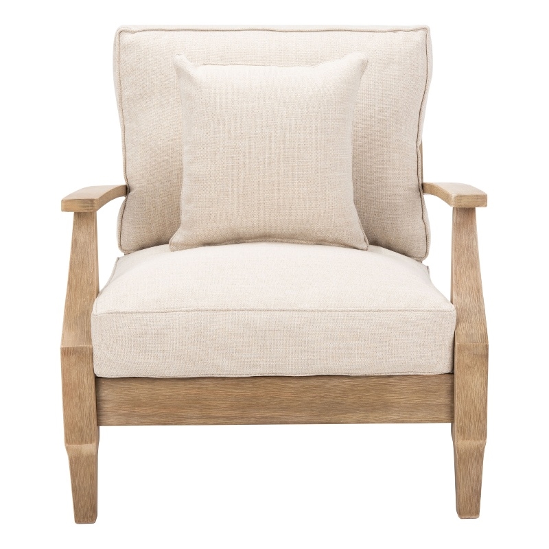 Safavieh Martinique Wood Patio Armchair in Natural / Beige
