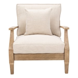 Safavieh Martinique Wood Patio Armchair in Natural / Beige