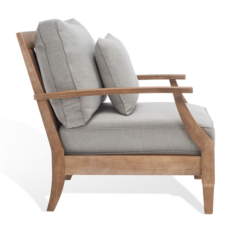 Safavieh Martinique Wood Patio Armchair in Natural / Gray