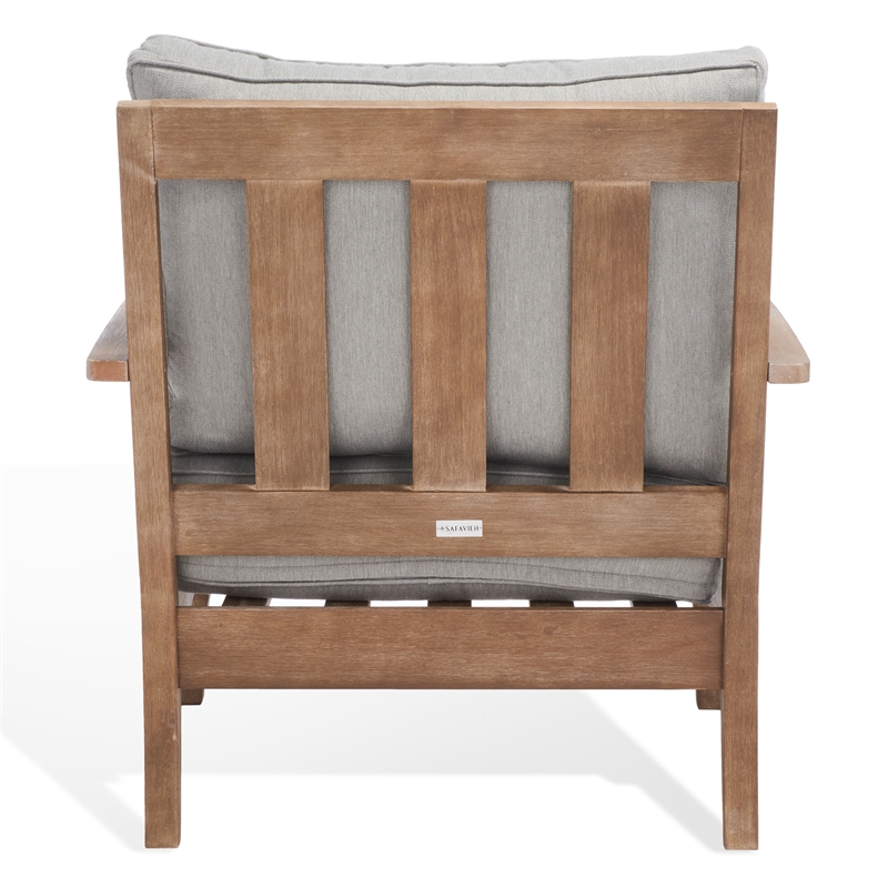 Safavieh Martinique Wood Patio Armchair in Natural / Gray