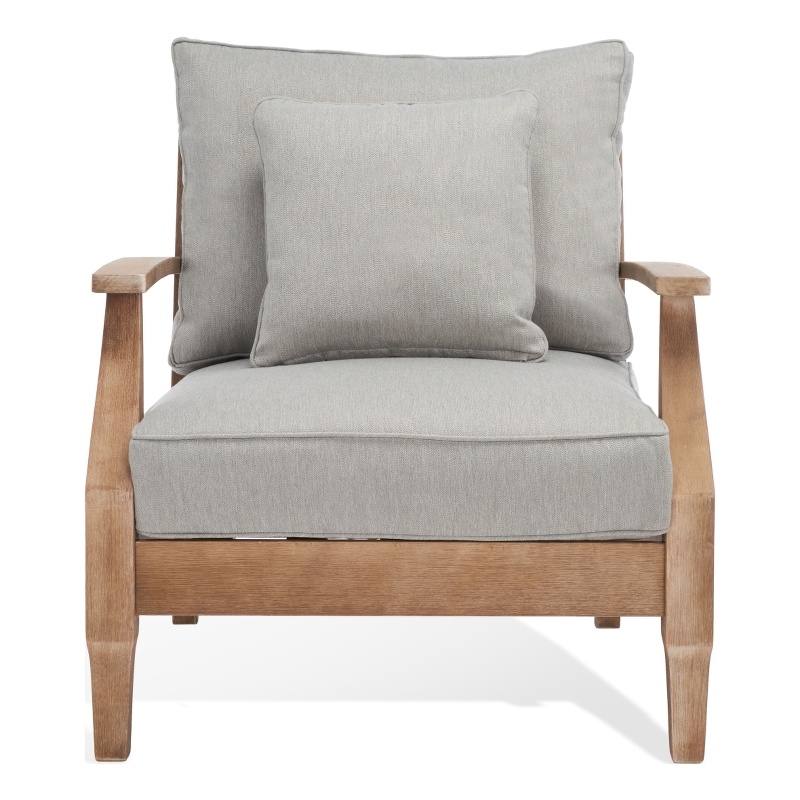 Safavieh Martinique Wood Patio Armchair in Natural / Gray
