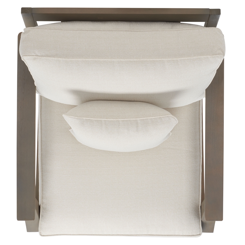 Safavieh Martinique Wood Patio Armchair in Light Gray / Beige