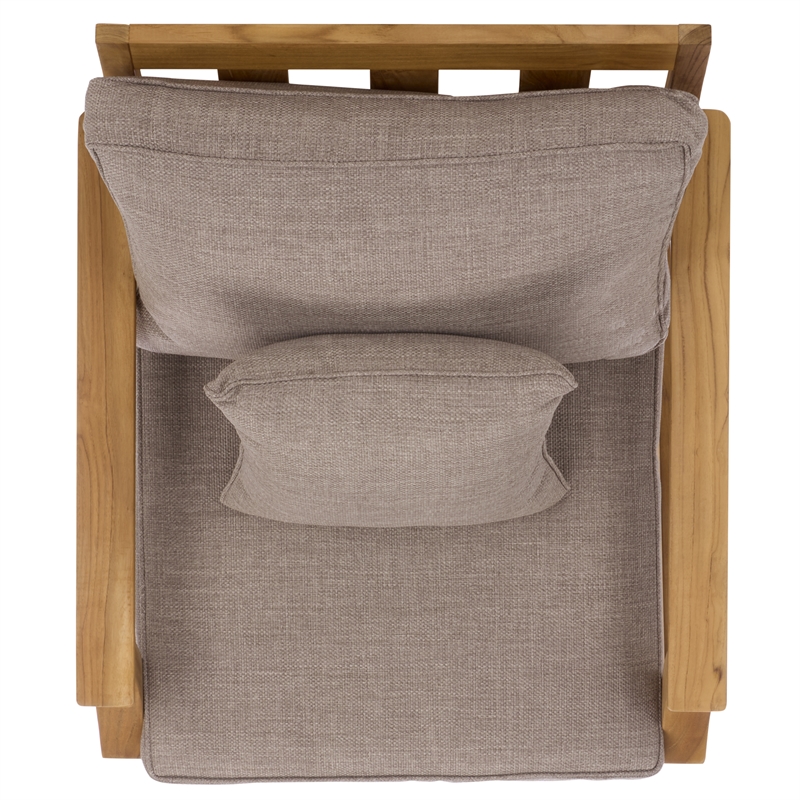 Safavieh Martinique Teak Wood Patio Armchair in Natural / Taupe