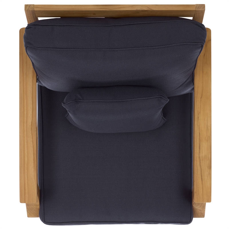 Safavieh Martinique Teak Wood Patio Armchair in Natural / Navy