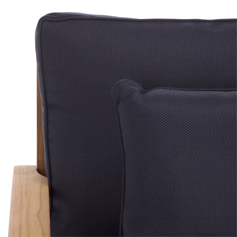 Safavieh Martinique Teak Wood Patio Armchair in Natural / Navy