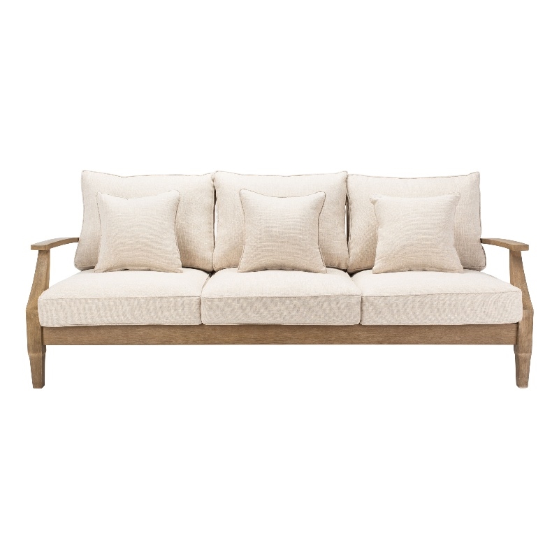 Safavieh Martinique Wood Patio Sofa in Natural / Beige