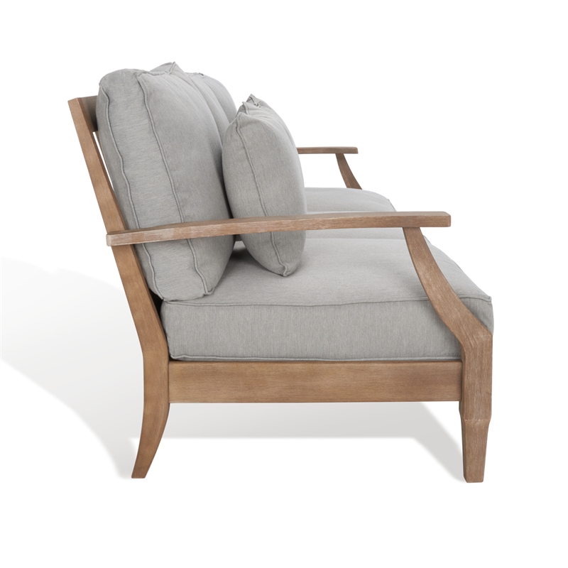 Safavieh Martinique Wood Patio Sofa in Natural / Gray