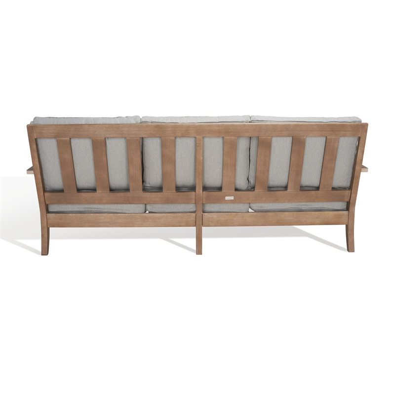 Safavieh Martinique Wood Patio Sofa in Natural / Gray
