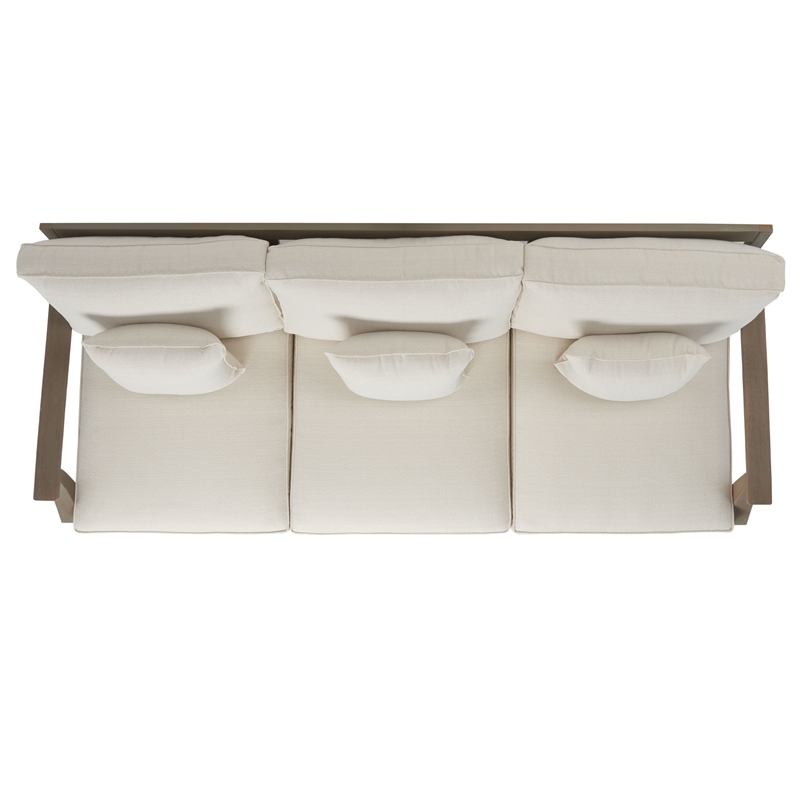 Safavieh Martinique Wood Patio Sofa in Light Gray / Beige