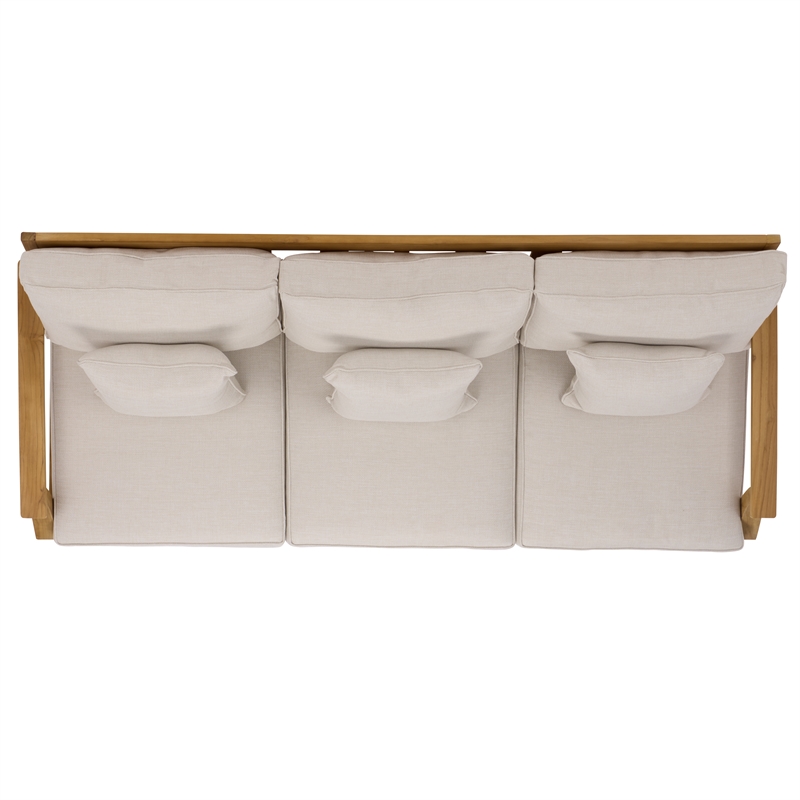 Safavieh Martinique Teak Wood Patio Sofa in White / Natural