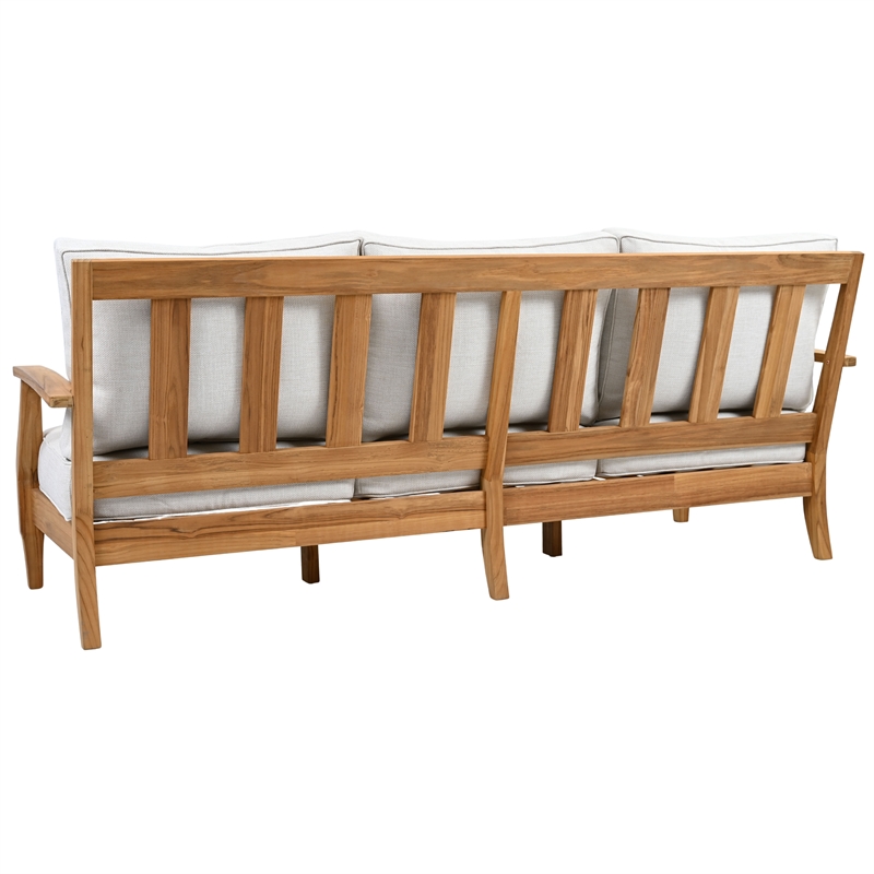 Safavieh Martinique Teak Wood Patio Sofa in White / Natural